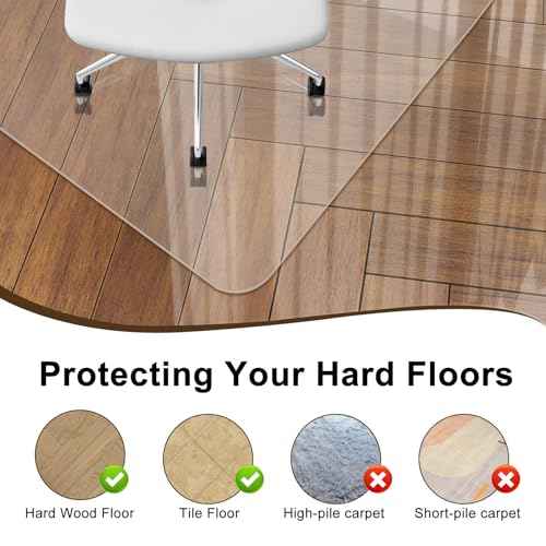 Office Chair Mat for Hard Floors, 36 x 48 inches, 2mm Thick Clear Chair Mat with 4 Non-Slip Pads - Heavy Duty Floor Protector for Rolling Chairs