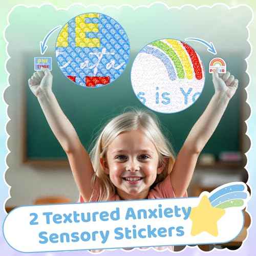 60 Pcs Anxiety Sensory Stickers Resuable Calm Stickers 2 Textured Surface Sensory Strips 15 Style Fidget Tactile Stickers for Office Classroom Adult Teens