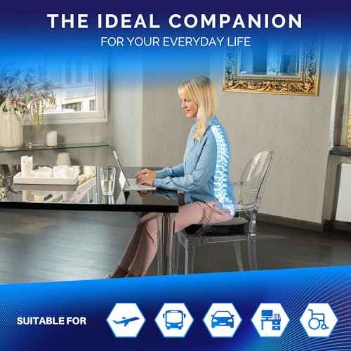 Healthfix¢ç Orthopedic Seat Cushion ? Ergonomic Memory Foam Coccyx Cushion with Washable Breathable Cover & Non-Slip Base ? Tailbone & Sciatica Pain Relief Pillow for Office Chair (Medium)