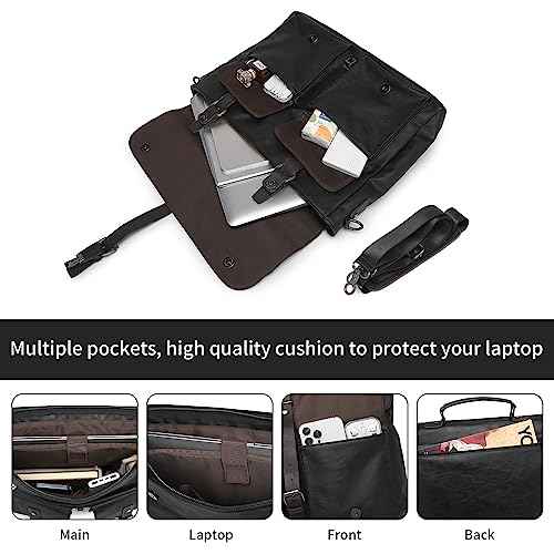 Leather Messenger Bag for Men,Vintage Mens Laptop Bag Water Resistant Business Travel Briefcase Satchel Work Computer Bag