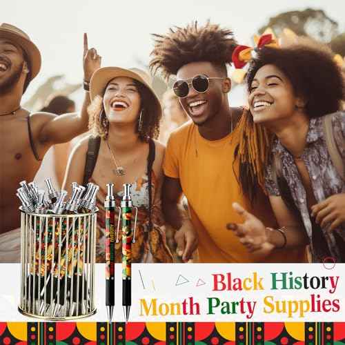 200 Pcs Juneteenth Gift Bulk Happy Juneteenth Day Ballpoint Pens Freedom Day Independence Theme Ballpoint Pens for Party Supplies Favors Festival Decoration (Geometric Pattern)