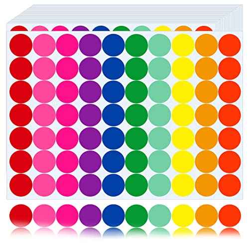 Colored Dot Stickers 700 PCS Color Coding Labels Round Circle Stickers Labels Sticky Dots Stickers for Toddlers Dots Labels 10 Color 3/4 Inch Colored Sticker Dots Office Student Classroom Papers Etc
