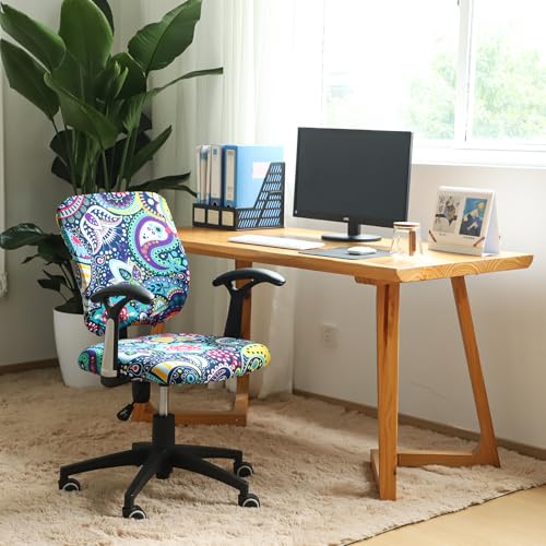 FORCHEER Desk Chair Cover Two-Piece Set (Backrest + Seat) Boho Stretch Fit for Split Office Chairs