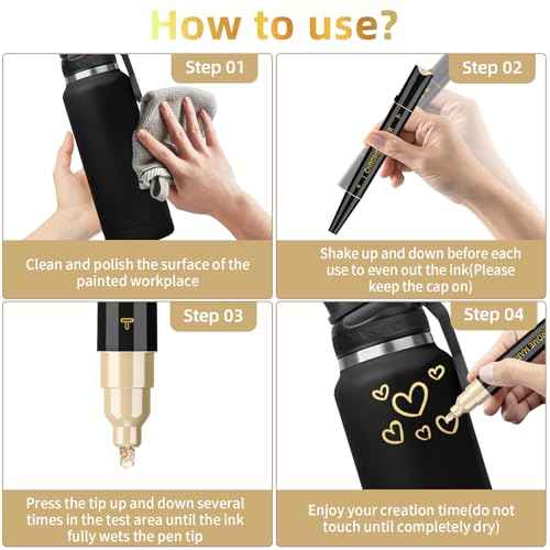 3 Pack Dual Tip Liquid Gold Chrome Markers, Permanent Shiny Gold Marker Pen for Most Surfaces, Golden Metallic High-gloss for Model Repairing, Painting, Marking or DIY Art Project