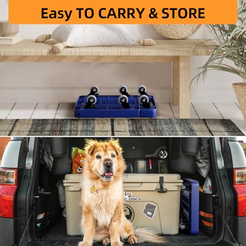 Folding Hand Truck, 500 LB Heavy Duty Luggage Cart, Utility Dolly Platform Cart with 6 Wheels & 2 Elastic Ropes for Luggage, Travel, Moving, Shopping, Office Use, Blue