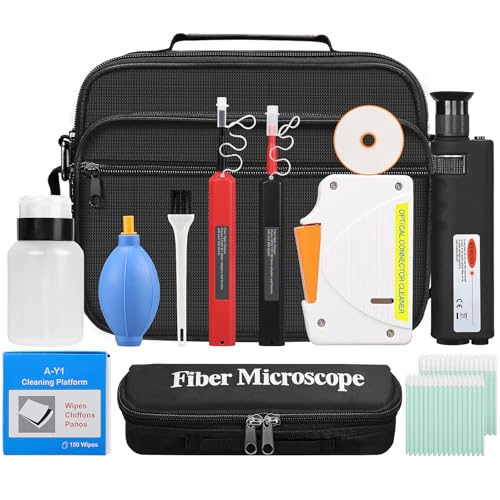 Fiber Optic Cleaning Kit with Microscope, SC/LC Pen & Replacement Cores