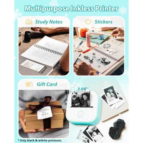 Phomemo Sticker Printer- T02 Print Pods Mini Sticker Printer Maker, Inkless Machine Portable, Bluetooth Thermal Pocket Photo Maker for Study Notes, Daily, Photos, DIY, Green