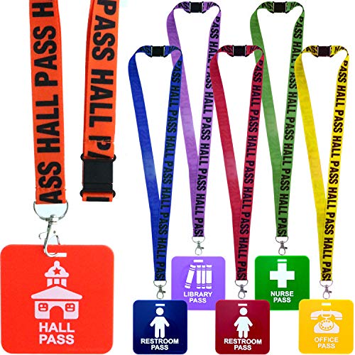 GIFTEXPRESS Hall Pass Lanyards and School Passes Set of 6