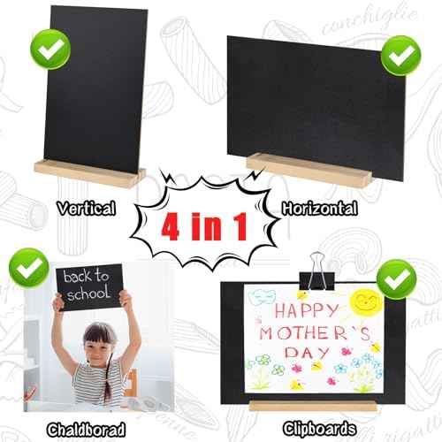 1 Pack Chalkboard 8 x 12 inch Tabletop Chalkboard Sign with Wood Base Double-Sided Message Boards Menu Chalkboard Stand for Kitchen Wedding Bar and Restaurant