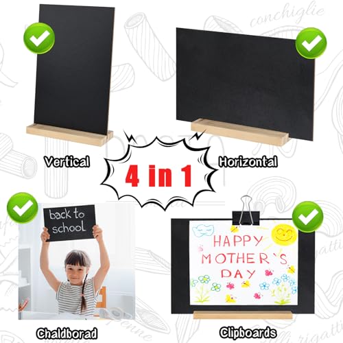 BOUBONI Black 8x12 Inch Double-Sided Tabletop Chalkboard Sign with Wood Base - Kitchen, Wedding & Restaurant Menu Board