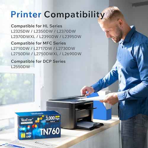 Valuetoner TN760 Toner for Brother Printer Compatible for Brother TN760 TN-760 TN730 TN-730 use with HL-L2350DW HL-L2395DW HL-L2390DW HL-L2370DW MFC-L2690DW L2750DW L2710DW L2550DW Printer (2 Black)