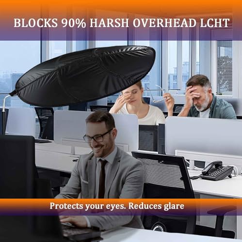VSUNTENT Office Cubicle Shade Light Cover – Leaf Shape Anti-Glare Desk Shield (Black Leaf) with Clamp