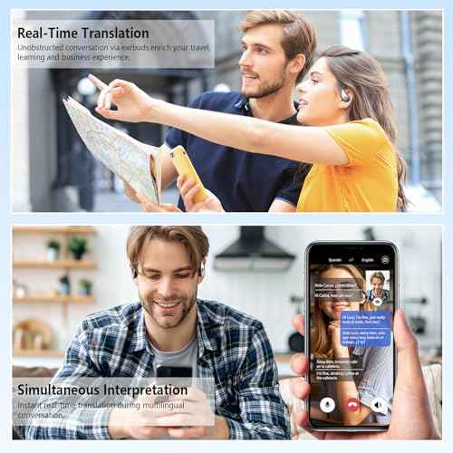 AI Translation Earbuds Real Time,144 Language Translator Earbuds, audifonos traductores ingl?s espa?ol, Translating Device with 5.4 Bluetooth for Travel Business Learning