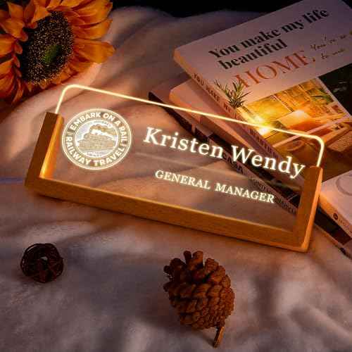 Ships Next Day, Custom Logo Name Plate for Desk - Business Light Up Acrylic Desk Name Plate Personalized Elegant Office Gifts for Boss Coworker Employee Appreciation Gifts, Office Decor for Women Men