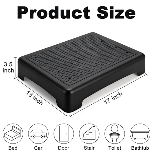 Lawei 3.5 Inch Mobility Step Stool - Wide Non-Slip Platform, Supports 440 lbs