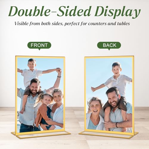 20 Pack Gold Acrylic Sign Holders 4x6 Inch Vertical, Wedding & Tabletop Frames