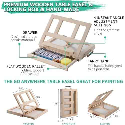 Wooden Tabletop Art Easel for Painting, 54 Pieces Starter Acrylic Paint Set with 24 Colors Acrylic Paints, Canvases, Sketch Pads, Brushes and Palette for Adults Teens Kids Beginners