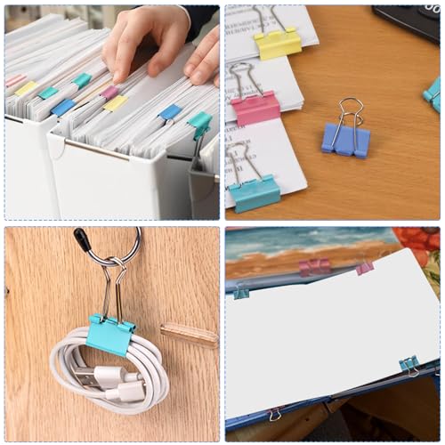 40-Piece Colorful Binder Clips Set in 4 Sizes – Strong Rust-Resistant Metal Clips