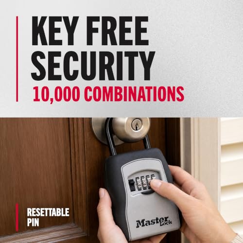 Master Lock Portable Key Lock Box 5400EC, Weatherproof Combination Safe, 1 Pack, Black