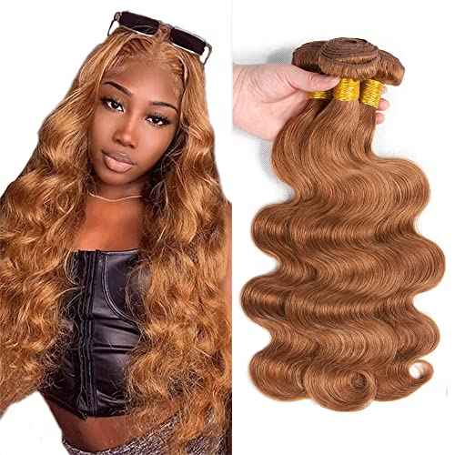 #30 Brown Bundles Body Wave Bundles Human Hair 14 16 18 Inch Light Brown Body Wave Bundle Unprocessed Brazilian Virgin Weave Hair 3 Bundle 50 Gram Per Bundle