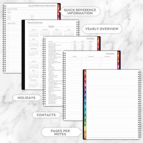 2026 Planner- 2026 Weekly and Monthly Planner, A4(8.9" x 11.2"), Jan. 2026 - Dec. 2026, Storage Pocket, Daily Agenda Book, College Organizer Notebook, Teacher Student Planning Book with Tabs, Enterprise