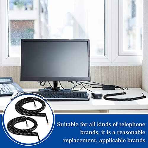 Kanayu 20 Pack Black Phone Handset Cord 12ft Telephone Cord for Landline Coiled Phone Wire Bulk for Use with All Landline Telephone Line Replacement Cable Accessory