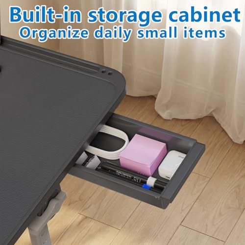 Potuopy Black Adjustable Laptop Lap Desk with Storage & Foldable Bed Tray