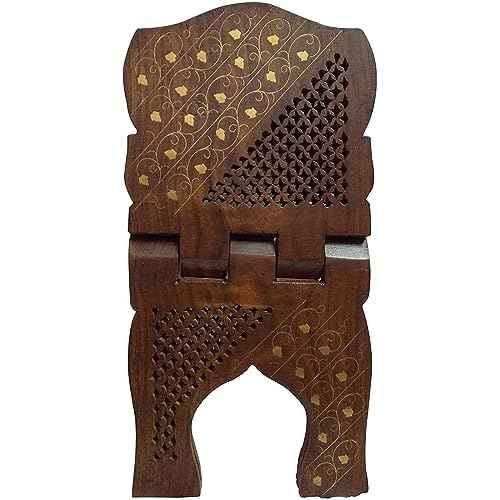 Wooden Handmade Quran Geeta Bible Holder Support Stand Reading Book Holder Display Folding Religious Prayer Stand Wooden Holy Book Stand Medium Size 15 Inches Large Big Size