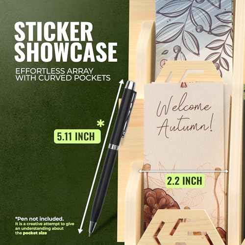 Bookmark Display Stand for Vendors ? Wooden Bookmark Holder Display with Customizable Space, Mobile-Friendly Design ? Versatile Holder for Craft Fairs, Vendor Booths, and Shops, 20 Pocket