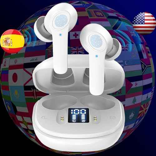 B11 Instant Translator Earbuds - 138 Language Voice Translation Device Two Way, Translating Earbuds Real Time, Aud?fonos Traductor de Voz Instant?neos de Idiomas Espa?ol Ingles (White)