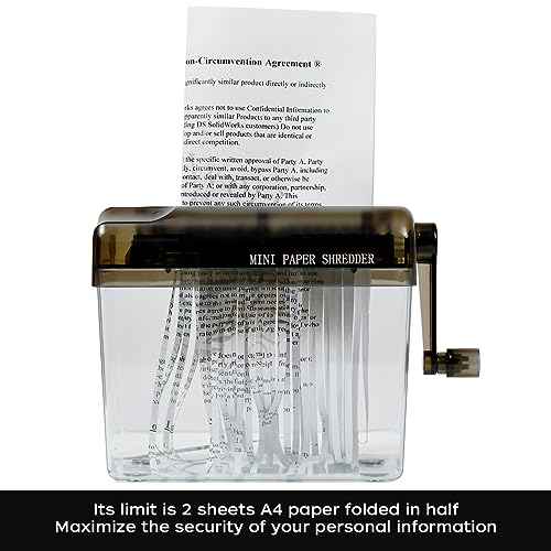 JIKIOU Mini Hand Shredder Portable Paper Shredder Manual Shredder Documents Paper Cutting Tool Home Office Desktop Stationery Black