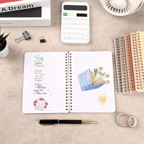 6 PCS Small Spiral Notebook 5x7, Cute Aesthetic Spiral Journal Note book for Women & Men, Spiral Bound Journals for Work School Note Taking Business, Journals for Writing 50 Sheets