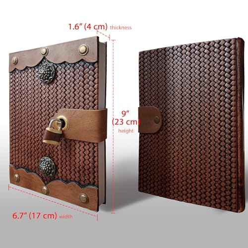 Antique Door Design Lockable Diary with Padlock, Handmade Leather Journal with Lock, Gift for Men Women Lined Paper Diary With Lock, 384 Pages Big size Journal for Writing Diary