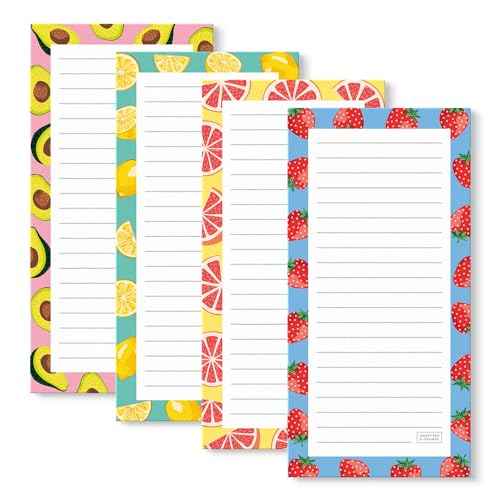 S&O Magnetic sheets for Refrigerator 4 Pack - Fun Fruity planner notes for Fridge Sets - Magnetic registry journals for cooler, sticky Notepads for freezer - 3.5¡± x 7¡±, 45 Pages