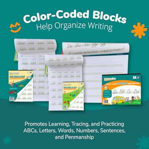 Best value Channie¡¯s Visual Math, Handwriting, and Cursive Bonus Pack of 5 Separate Workbooks, Grades 1st ? 3rd, With FREE Alphabet Card - Learning Workbook for Homeschool and After School