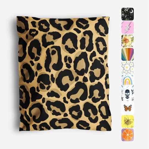 10x13 Poly Mailers ? Leopard Print Design ? Waterproof, Tear-Resistant Shipping Bags with Adhesive Seal ? 100 Pack ? Package Mint