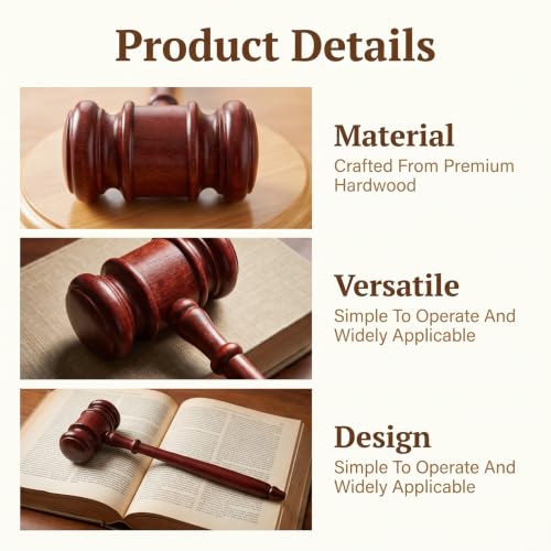 Wooden Gavel Set with Sound Block - Handcrafted Judge Hammer for Court & Legal Gift