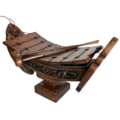 Thai Traditional Teakwood Wooden Xylophone, 8 Bar Notes, 16 inches