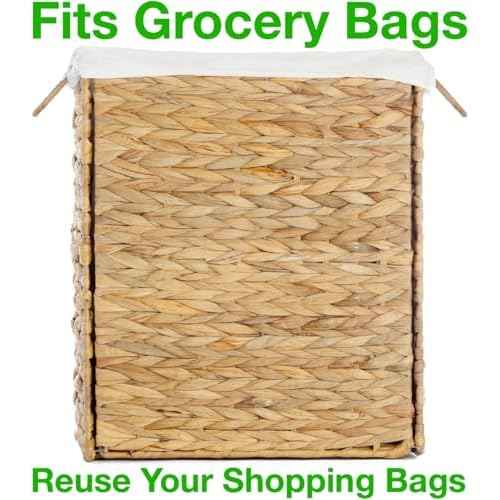 AppliaFit Wicker Trash Can - Fits Grocery Shopping Bags - Waste Basket for Reusing Grocery Shopping Bags (2-Pack)
