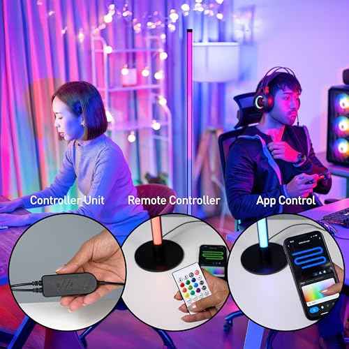 Lytup¢â RGB Smart Floor Lamp, Alexa & App Controlled, 2.4GHz WiFi, Voice Control LED with Color Changing, Music Sync, Dimmable, Remote Control, Indoor Use, Adjustable Brightness, iOS/Android Compatible