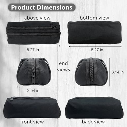 Black Pencil Case with 2 Compartments & Large Capacity - FashionStationery