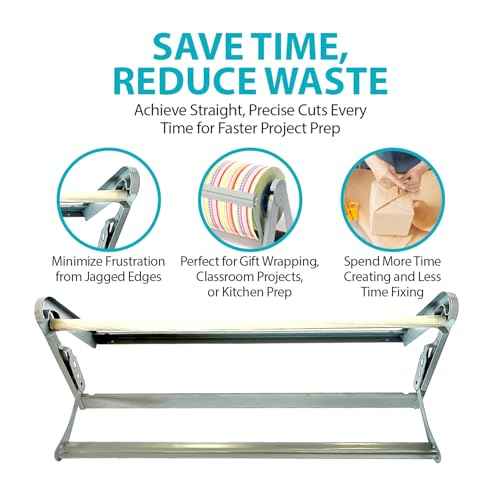 24" Wide Roll Paper Dispenser with Cutter for Desktop ? Roll Dispenser with Straight Edge Cutter ? Fits Craft, Freezer, Wrapping, Butcher Paper Roll or Cling Film ? Heavy-Duty, Grey