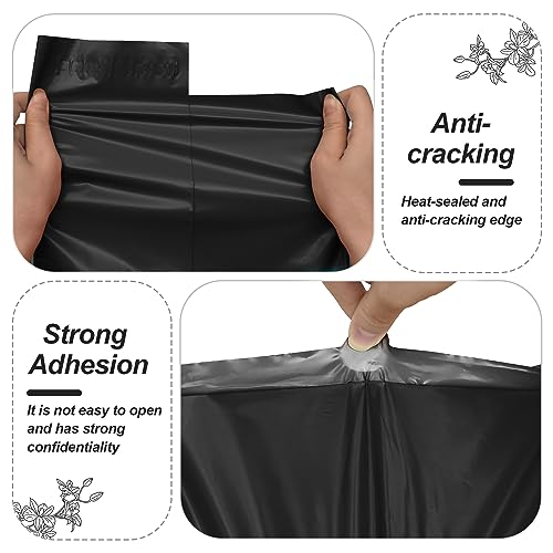 Black 10x13 Inch Poly Mailers - 100 pcs Self-Sealing Waterproof Shipping Bags
