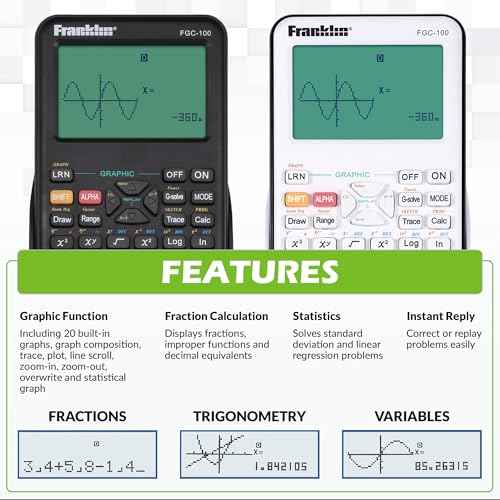Franklin Scientific Graphing Calculator with 3 Operating Modes - Scientific Calculator Includes 20 Built-in graphs - Ideal for Beginner and Advanced Courses with Protective Cover - Black