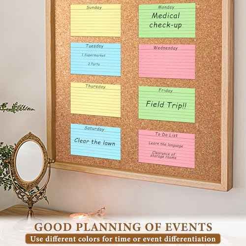 300 Count Colored Index Cards, 3x5 Inches Flash Cards, Lined Notecards Ruled Study Card Flashcards Heavy Note Cards for Studying, Learning, School, College