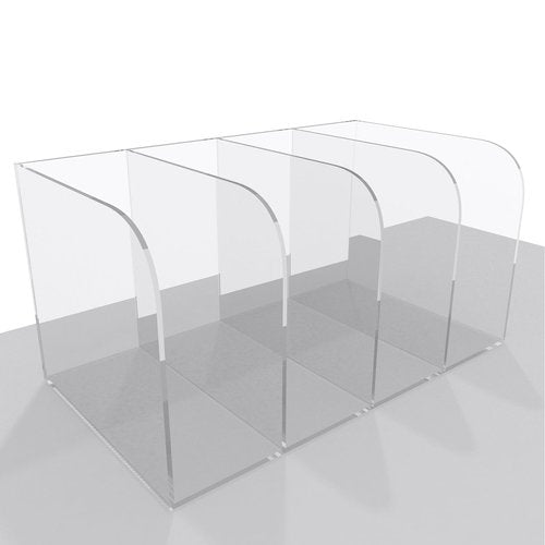 Jumyee Acrylic File Organizer, Clear Desk Organizer Workspace Sorters, Magazine Binder Holder with 4 Vertical Compartments Bookshelf for Desk Home Office