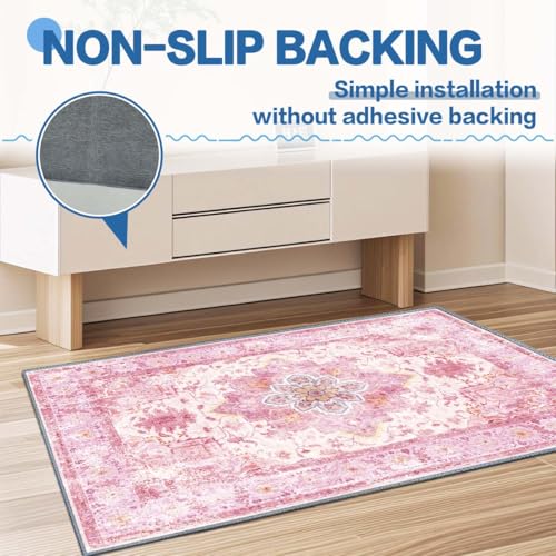 Chair mat, Office Short Pile Chair mat, Non-Slip Noise-Reducing Table and Chair Carpet, Office, Study Decorative Carpet Suitable for Wooden Floors, Laminates and Tiles (Pink, 47x59in)