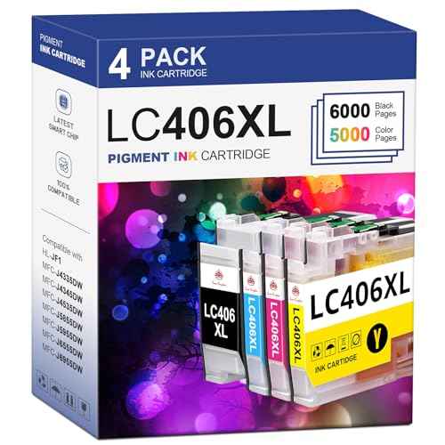 Toner Kingdom Compatible for LC406 LC406XL Ink Cartridges for Brother Printer Work with Brother MFC-J4335DW MFC-J5855DW MFC-J6555DW MFC-J6555DW MFC-J6955DW MFC-J4535DW Printer(High Yield£¬4-Pack)