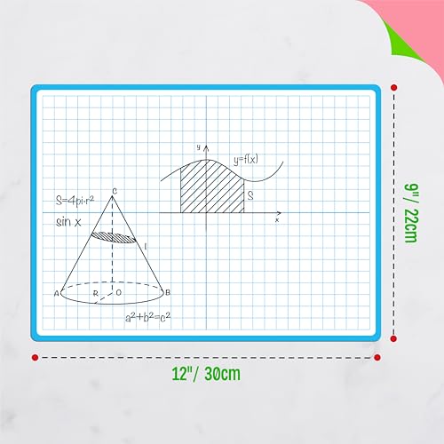 Xy Axis Graph Dry Erase Board - Double Sided Writable Math Whiteboard - 8 Pack, 12x9 Inches