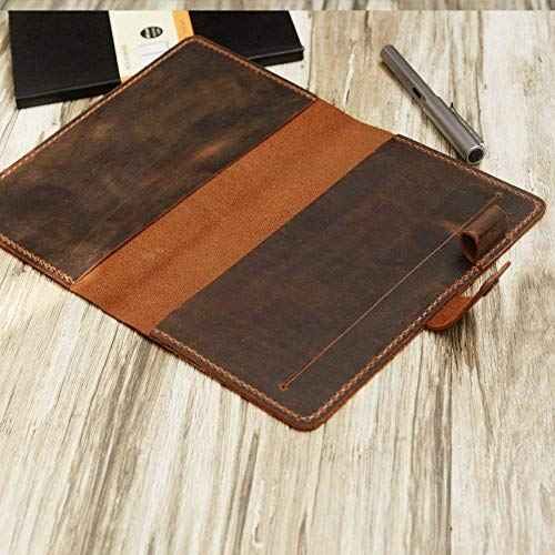 Distressed Leather 5 x 8.25" Notebook Cover Compatible with Moleskine Classic Cover Larger size, Portfolio Agenda Cover Diary Cover, 307M